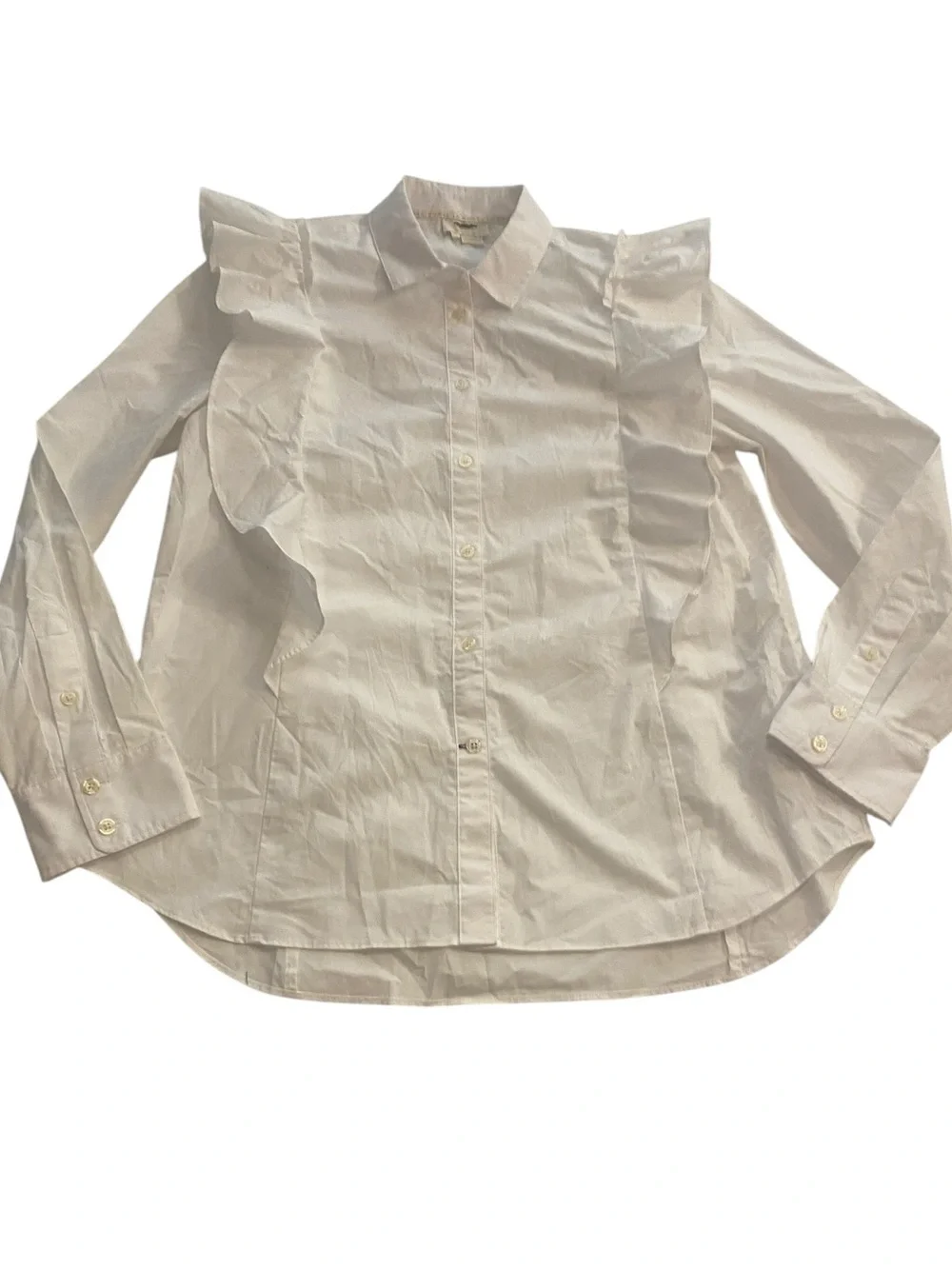 Kate Spade Women’s White Ruffle Button Down Shirt Peplum size medium